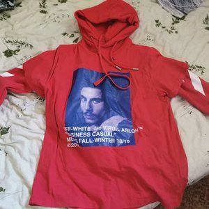 Off-White Men's AW18 Diagonal Bernini Hoodies red